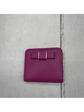 Coach Wallet Womens Fuchsia Crossgrain Leather Bow Compact Bifold Zip F52699